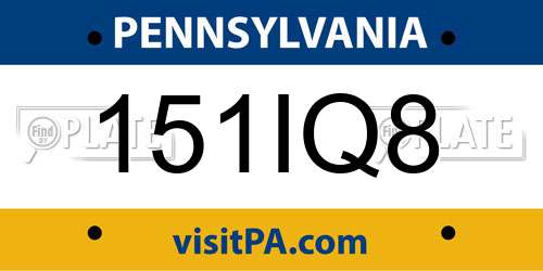 151IQ8 Pennsylvania License Plate