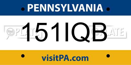 151IQB Pennsylvania License Plate