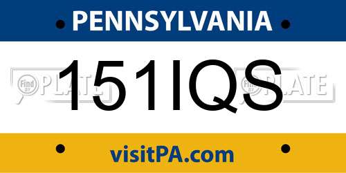 151IQS Pennsylvania License Plate