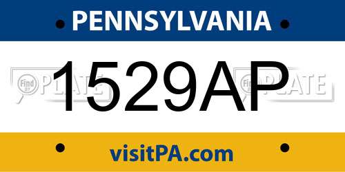 1529AP Pennsylvania License Plate
