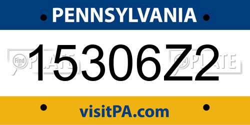 15306Z2 Pennsylvania License Plate