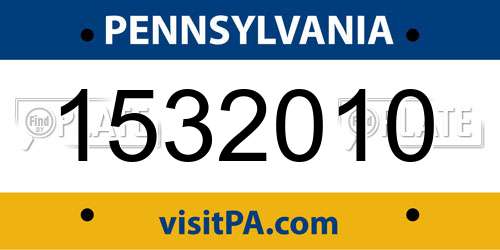 1532010 Pennsylvania License Plate