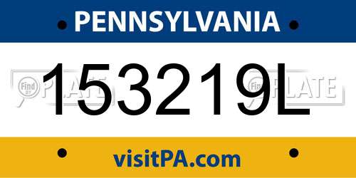 153219L Pennsylvania License Plate