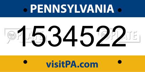 1534522 Pennsylvania License Plate