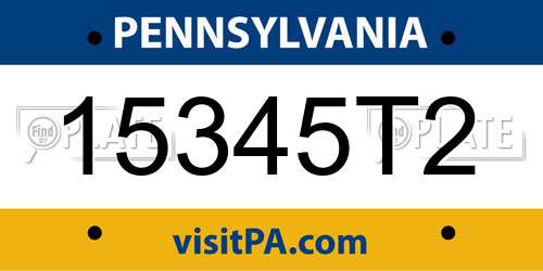 15345T2 Pennsylvania License Plate