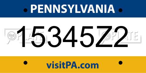 15345Z2 Pennsylvania License Plate