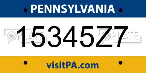 15345Z7 Pennsylvania License Plate