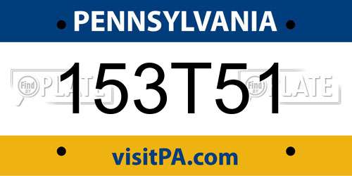 153T51 Pennsylvania License Plate