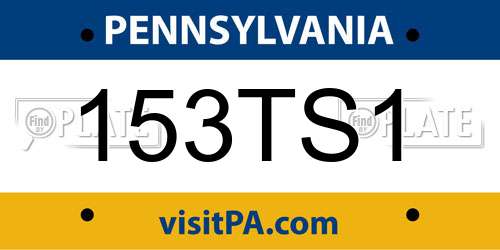 153TS1 Pennsylvania License Plate