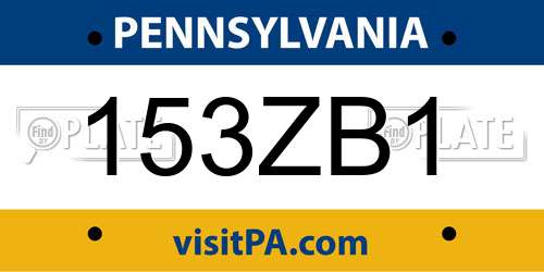 153ZB1 Pennsylvania License Plate