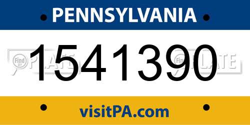 1541390 Pennsylvania License Plate