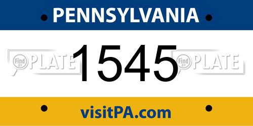 1545 Pennsylvania License Plate