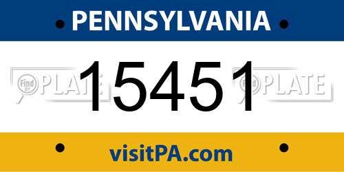15451 Pennsylvania License Plate