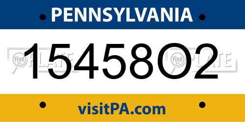 15458O2 Pennsylvania License Plate