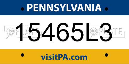 15465L3 Pennsylvania License Plate