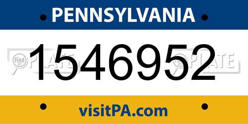 1546952 Pennsylvania License Plate