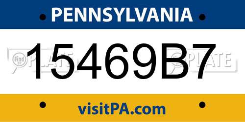 15469B7 Pennsylvania License Plate