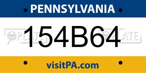 154B64 Pennsylvania License Plate