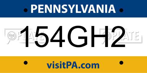 154GH2 Pennsylvania License Plate