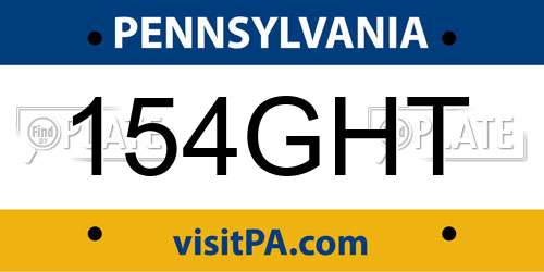 154GHT Pennsylvania License Plate