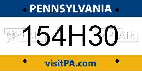 154H30 Pennsylvania License Plate