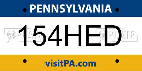 154HED Pennsylvania License Plate