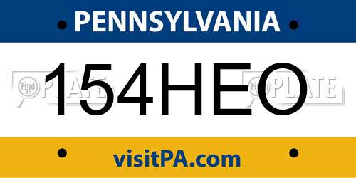 154HEO Pennsylvania License Plate