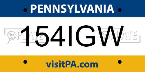 154IGW Pennsylvania License Plate