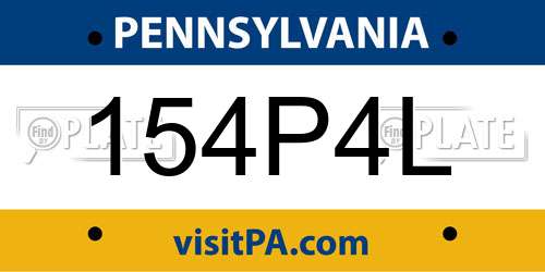 154P4L Pennsylvania License Plate