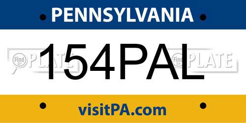 154PAL Pennsylvania License Plate