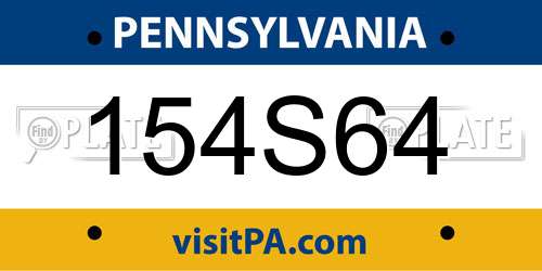 154S64 Pennsylvania License Plate