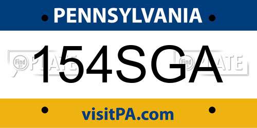 154SGA Pennsylvania License Plate