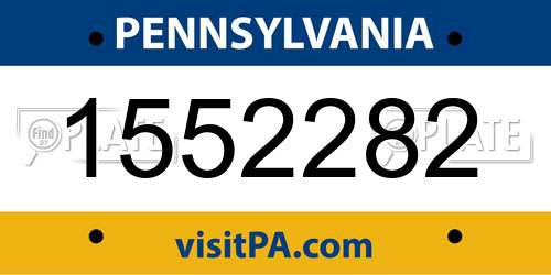 1552282 Pennsylvania License Plate