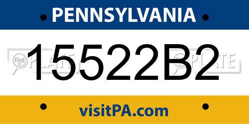 15522B2 Pennsylvania License Plate