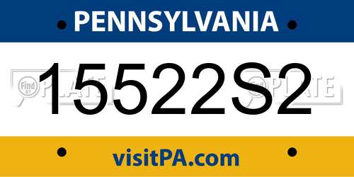 15522S2 Pennsylvania License Plate