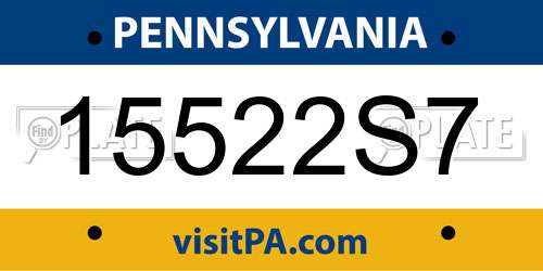 15522S7 Pennsylvania License Plate