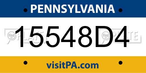 15548D4 Pennsylvania License Plate
