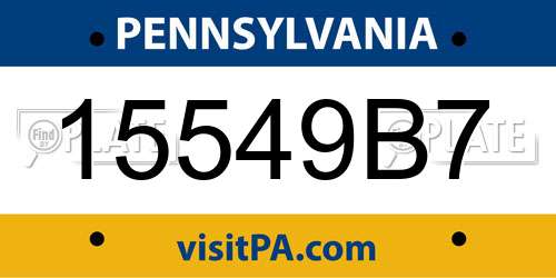 15549B7 Pennsylvania License Plate