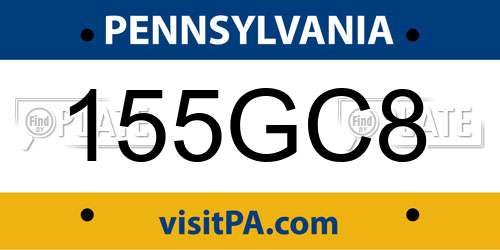155GC8 Pennsylvania License Plate