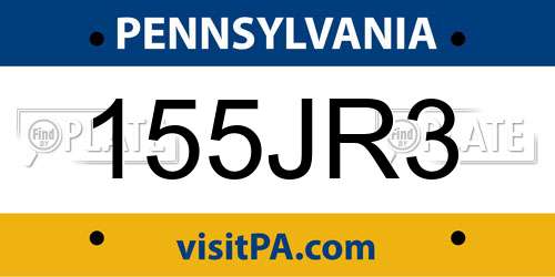 155JR3 Pennsylvania License Plate