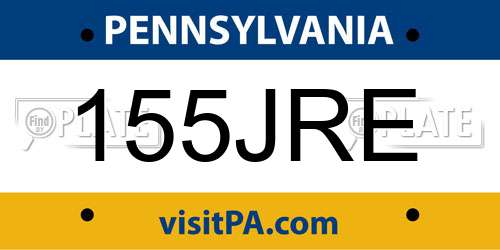 155JRE Pennsylvania License Plate