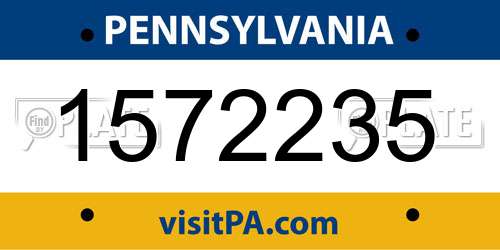 1572235 Pennsylvania License Plate