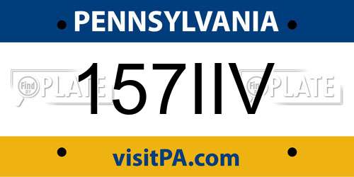 157IIV Pennsylvania License Plate
