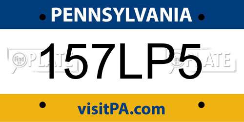 157LP5 Pennsylvania License Plate