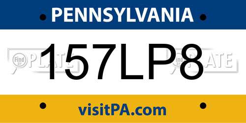 157LP8 Pennsylvania License Plate