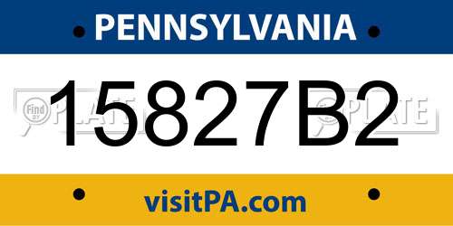 15827B2 Pennsylvania License Plate