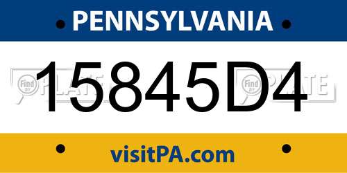 15845D4 Pennsylvania License Plate