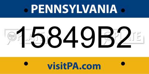 15849B2 Pennsylvania License Plate