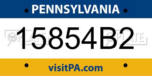 15854B2 Pennsylvania License Plate