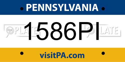 1586PI Pennsylvania License Plate